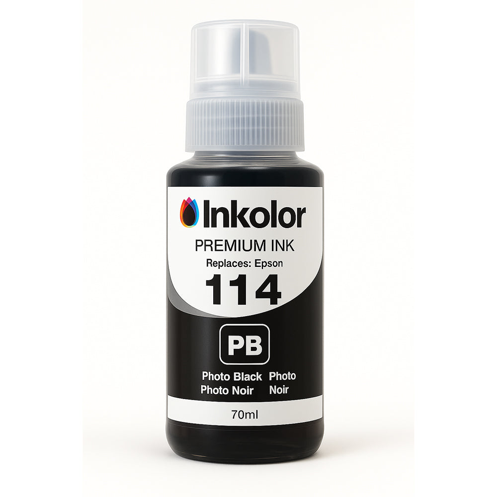 Epson 114 kompatible Tintenpatrone Photo Schwarz, 70ml, hochwertige Tinte für professionelle Fotodrucke, ersetzen Epson T07B140