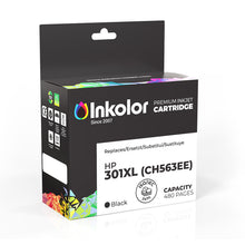 Inkolor HP 301XL (CH563EE) black ink cartridge, high-capacity 480 pages, compatible replacement for efficient home and office printing.