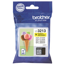 Brother LC-3213Y gelbe Tintenpatrone für hochwertige Drucke, kompatibel mit Brother-Druckern, Kapazität 400 Seiten.