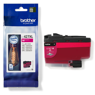 Brother LC-427XLM Tintenpatrone Magenta in Verpackung, ideal für hohe Druckvolumen und brillante Druckqualität.