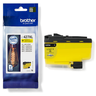 Brother LC-427XLY Tintenpatrone Gelb für hochwertige Ausdrucke, ideal für Büros, bis zu 1500 Seiten, brillante Farbdrucke.