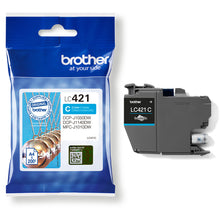 Brother LC-421C Cyan Tintenpatrone in Verpackung mit Patrone, kompatibel mit DCP-J1050DW, DCP-J1140DW, MFC-J1010DW Drucker
