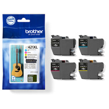 Brother LC-421XLVAL Multipack Tintenpatronen in Schwarz, Cyan, Magenta und Gelb für scharfe und lebendige Ausdrucke.