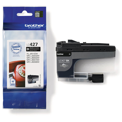 Brother LC-427BK Tintenpatrone Schwarz für professionelle Druckqualität bis zu 3000 Seiten, kompatibel mit verschiedenen Brother Druckern.