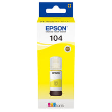 Epson EcoTank 104 T00P440 yellow ink cartridge packaging for high-quality printing, ideal for office, school, home use.