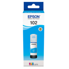Epson EcoTank 102 Cyan Ink Cartridge T03R240 packaging front view for EcoTank printers.