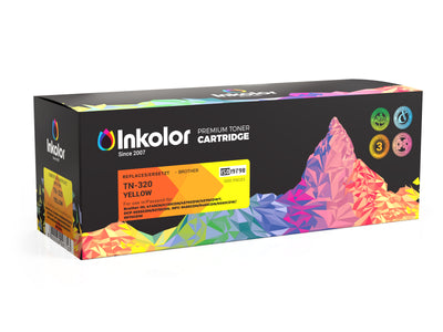 Alt Tag: Brother TN-320Y kompatibler Toner Gelb Inkcolor Premium Toner Cartridge Yellow, Ersatzkartusche fuer Brother Drucker, 1500 Seiten