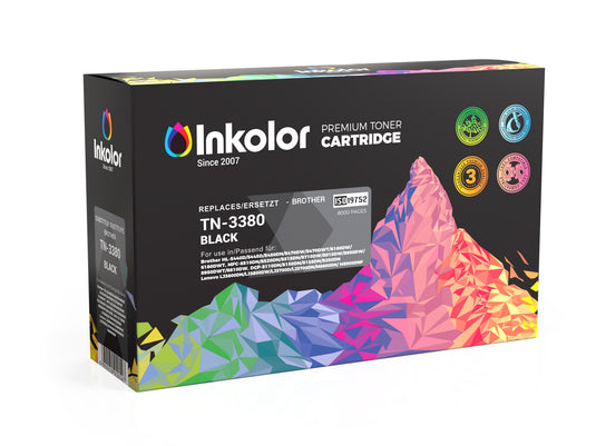 Alt Tag: Brother TN-3380 kompatibler Toner Schwarz Inkcolor Premium Toner Cartridge Black, Ersatz fuer Brother TN-3380, 8000 Seiten