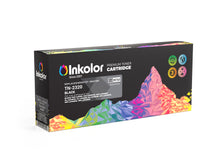 InkColor TN-2320 Black Toner Cartridge packaging, compatible with Brother printers, vibrant design, premium print quality.