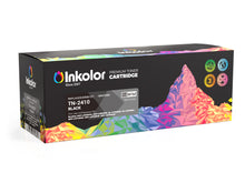 Inkolor Brother TN-2410 compatible black toner cartridge packaging with colorful mountain design.