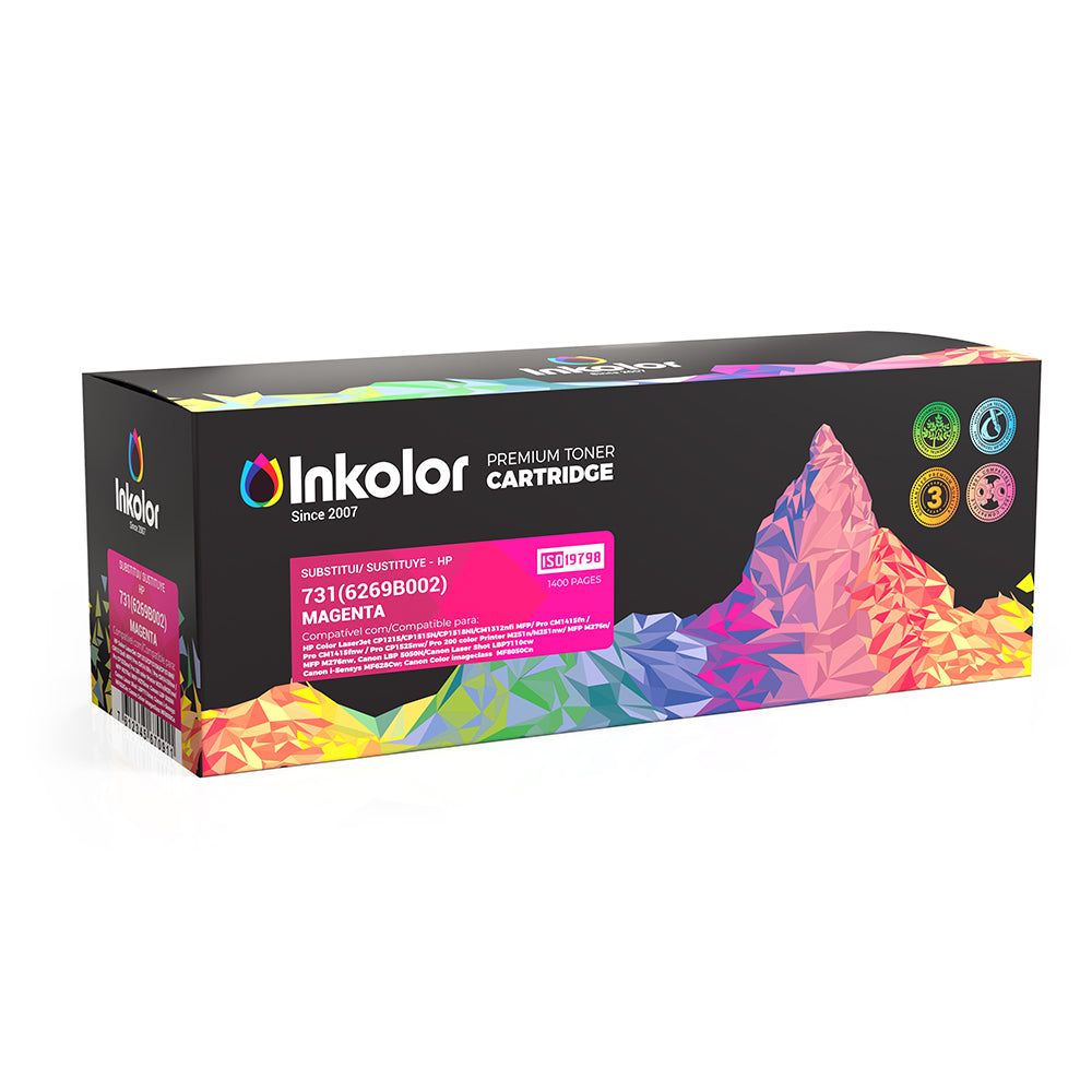 Canon 731 kompatibler Magenta Toner in Verpackung, Premium Druckqualität für professionelle Dokumente und Marketingmaterialien.