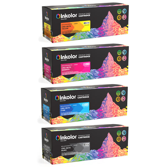 Alt Tag: Canon 067H Multipack kompatible Toner Set kompatibel, Inkcolor Tonerkartuschen Schwarz Cyan Magenta Gelb, hohe Seitenkapazitaet