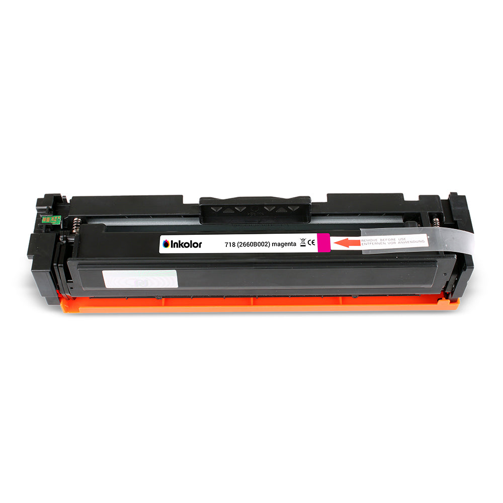 Canon 718 (2660B002) kompatibler Toner Magenta, ideal für lebendige Drucke in Büros. Hohe Seitenkapazität und zuverlässige Leistung.