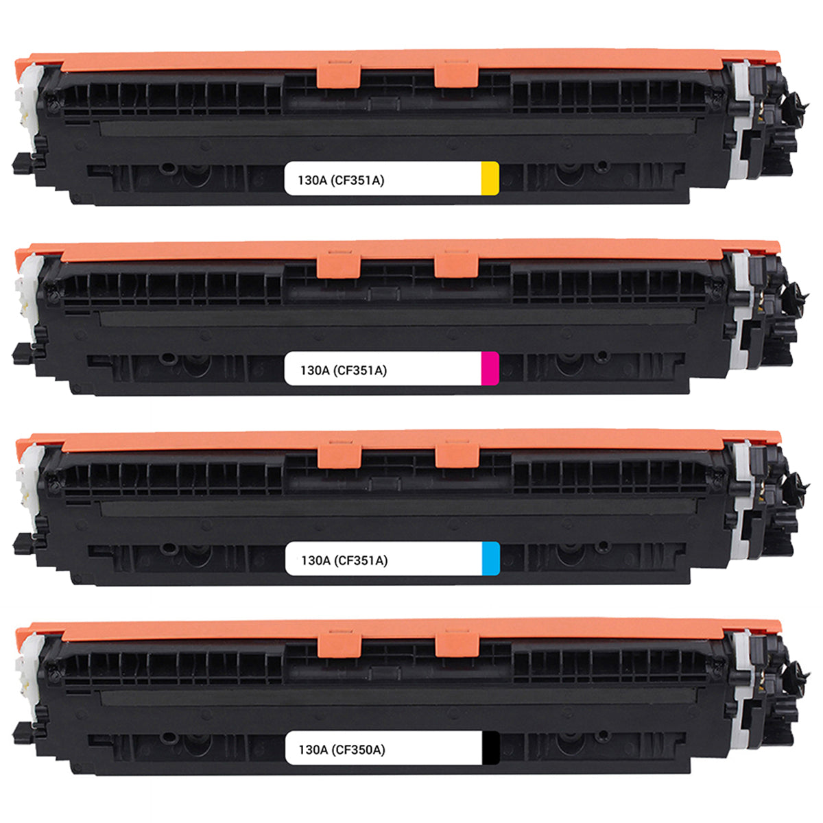 HP 130A multipack compatible toner set CF350A CF351A CF352A CF353A for professional printing in black cyan magenta yellow
