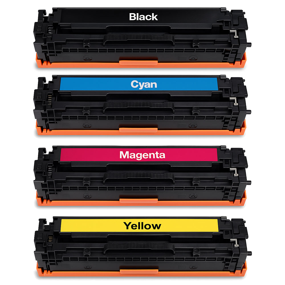 HP 203X compatible toner multipack with black, cyan, magenta, yellow cartridges for vivid printing, high yield.