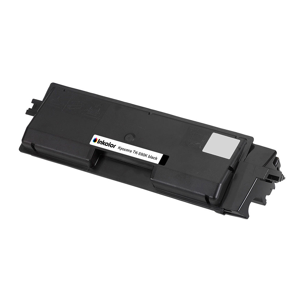 Kyocera TK-590K kompatibler schwarzer Toner für hohe Druckqualität und Effizienz in Büroumgebungen, Kapazität von 7.000 Seiten.