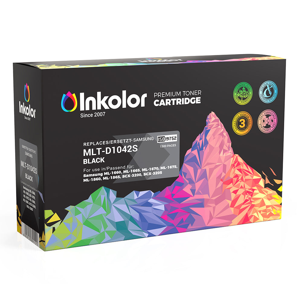 Inkolor Samsung MLT-D1042S kompatibler Toner Schwarz Verpackung