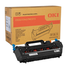 Oki 46358502 Fuser for C532/C542/MC573 printer, with box, ensures high-quality, reliable printing and easy installation.