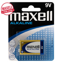 Maxell 9V Alkaline Battery (6LR61) in packaging, ideal for smoke detectors and electronic devices.