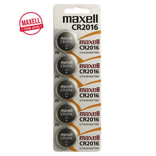 5-pack Maxell CR2016 lithium batteries, 3V, ideal for watches, calculators, and remotes. High-quality button cell batteries.