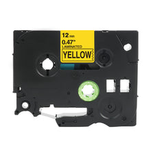 Brother TZe-631 compatible yellow label tape cartridge for P-Touch, 12mm wide, 8 metres long, UV and water-resistant.