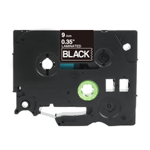 Compatible Brother TZe-325 label tape for P-Touch, 9mm wide, 8m long, black laminated design for durable labeling.