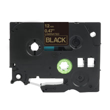 Brother TZe-334 compatible label tape cassette for P-Touch, 12mm black laminated.