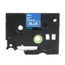 Brother TZe-545 compatible P-Touch labeling tape cartridge in black with blue text, 18mm laminated, ideal for durable labeling needs.