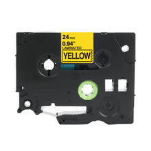 Brother TZe-651 compatible yellow label tape for P-Touch printers, 24mm width, 8m length, water and UV resistant.