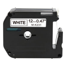 Brother M-K231 compatible label tape for P-Touch, white, 12mm width, high print quality for home and office use.