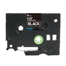 Brother TZe-315 compatible labeling tape for P-Touch, 6mm width, black, laminated, 8m length, water and UV resistant.