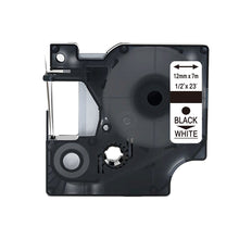 Dymo 45013 (S0720530) compatible label tape, 12mm x 7m, black on white, durable and smear-resistant.