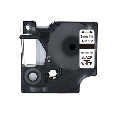 Alt Tag: Dymo 1805443 kompatibler Schrumpfschlauch Kassette 24 mm x 1,5 m, Heat Shrink Tube schwarz auf weiss, fuer Dymo Etikettendrucker