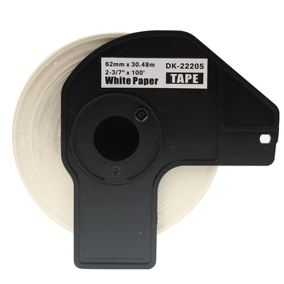Alt Tag: Brother DK-22205 kompatible Etiketten für QL-Serie Endlosetiketten Rolle 62 mm x 30,48 m, weiss, fuer Adress- und Barcode-Druck