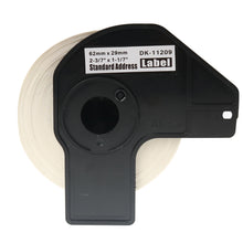 Brother DK-11209 compatible label roll for QL-series printers, 62mm x 29mm, high-quality self-adhesive standard address labels.