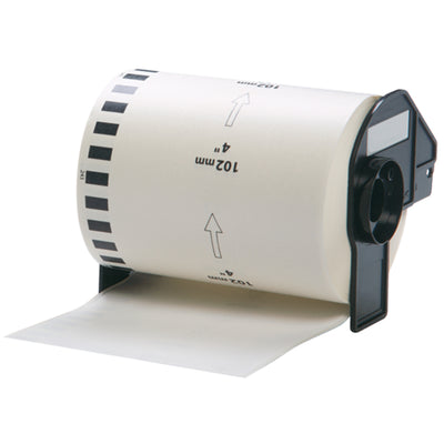 Alt Tag: Brother DK-22243 kompatible Etiketten für QL-Serie Endlosetikettenrolle 102 mm x 30,48 m fuer klare, praezise Drucke