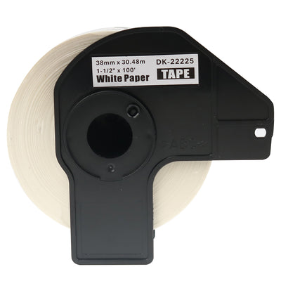 Alt Tag: Brother DK-22225 kompatible Etiketten fuer QL-Serie, Endlosetikettenrolle 38 mm x 30,48 m, weisses Papier, DK-22225 Tape