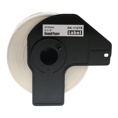 Alt Tag: Brother DK-11219 kompatible Etiketten für QL-Serie, 12 mm runde Papieretikettenrolle DK-11219 fuer Brother QL Drucker