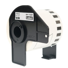 Brother DK-11207 compatible roll labels for QL series printers, high-quality self-adhesive labels on a spool.