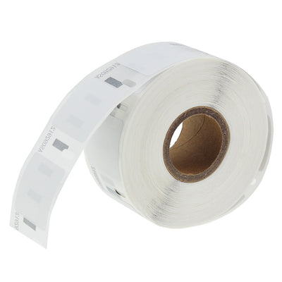 Alt Tag: Dymo AS0929120 kompatible Etiketten auf Rolle fuer Dymo-Etikettendrucker, klare langlebige Druckqualitaet, weiss