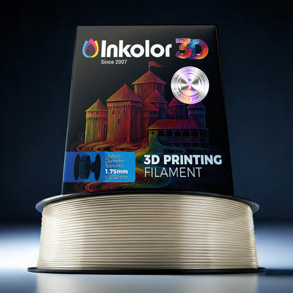 Inkolor PLA Transparent Filament 1.75mm 1Kg 3D-Druck Filament spool with packaging, ideal for creative 3D printing projects.