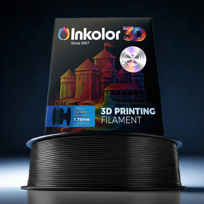 Inkolor PLA Matt Schwarz Filament 1.75mm 1Kg 3D-Druck Filament auf Rolle, mattes Finish, ideal für Designprojekte und Dekorationen.
