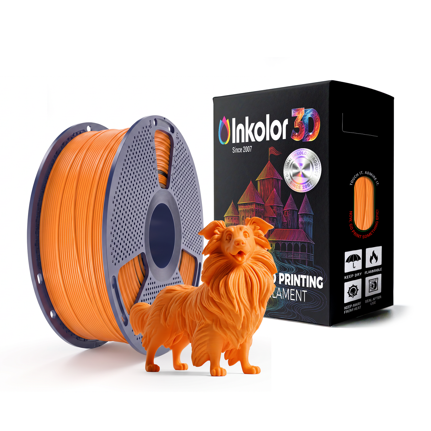 Filament d'impression 3D Inkolor PLA Mat Mandarin 1.75mm 1Kg