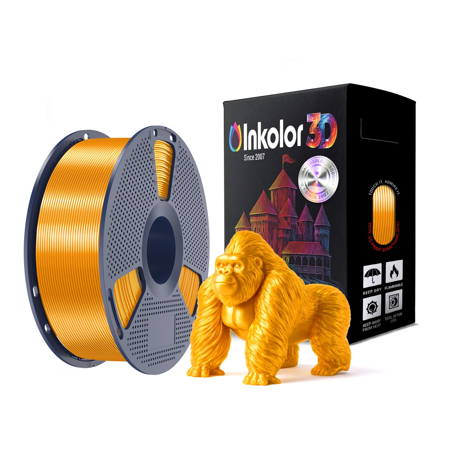 Filamento Inkolor Silk PLA+ Ottone Metallico 1,75mm 1Kg Filamento per stampa 3D