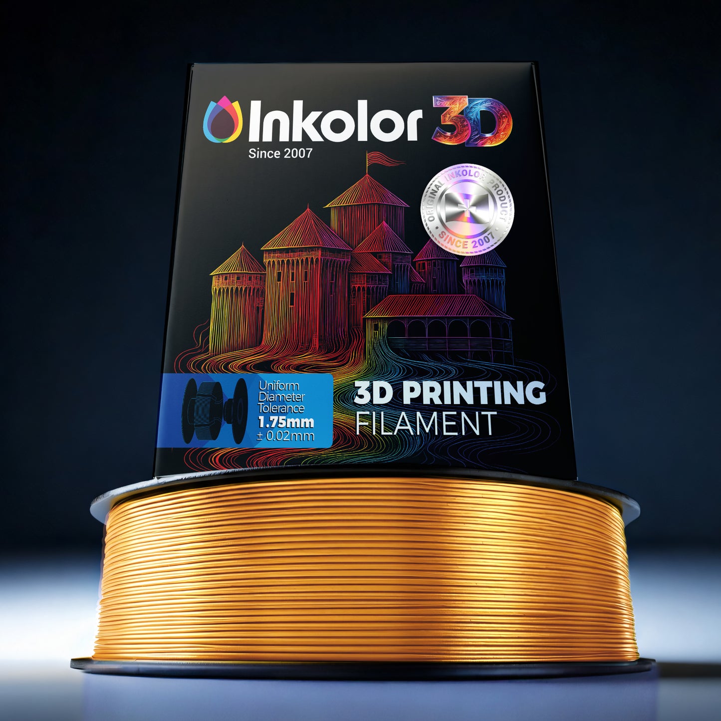 Filamento Inkolor Silk PLA+ Ottone Metallico 1,75mm 1Kg Filamento per stampa 3D