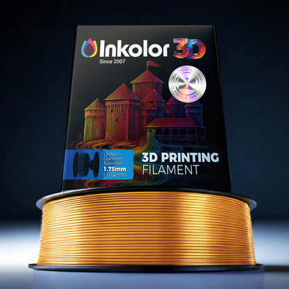 Filamento Inkolor Silk PLA+ Ottone Metallico 1,75mm 1Kg Filamento per stampa 3D