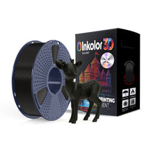 Inkolor ABS Schwarz Filament 1.75mm 1Kg 3D-Druck Filament - Black spool with 3D printed deer figurine and packaging box