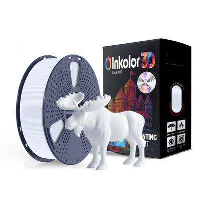 Inkolor ABS Weiss Filament 1.75mm 1Kg 3D-Druck Filament with white moose model and packaging