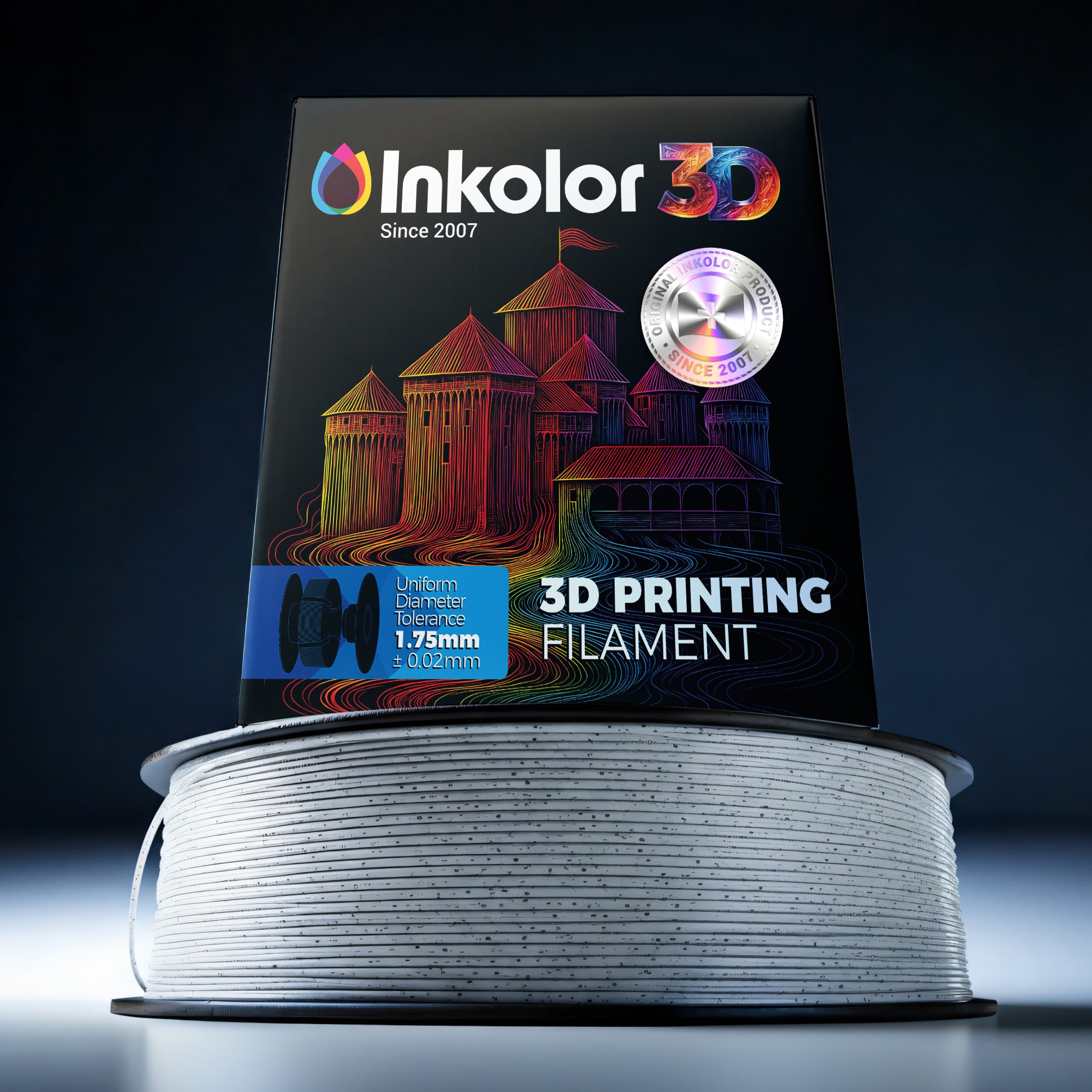 Inkolor High Speed PLA Marmor Oreo Filament 1.75mm 1Kg 3D-Druck Filament for realistic marble effect in 3D printing projects.
