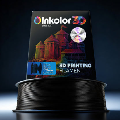 Inkolor TPU95A Schwarz Filament 1.75mm 1Kg 3D-Druck Filament Roll on Display